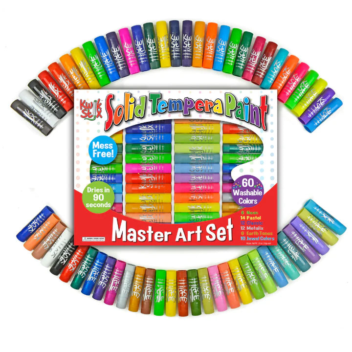 Kiwk Stix Solid tempera paint in 60 colours with packaging