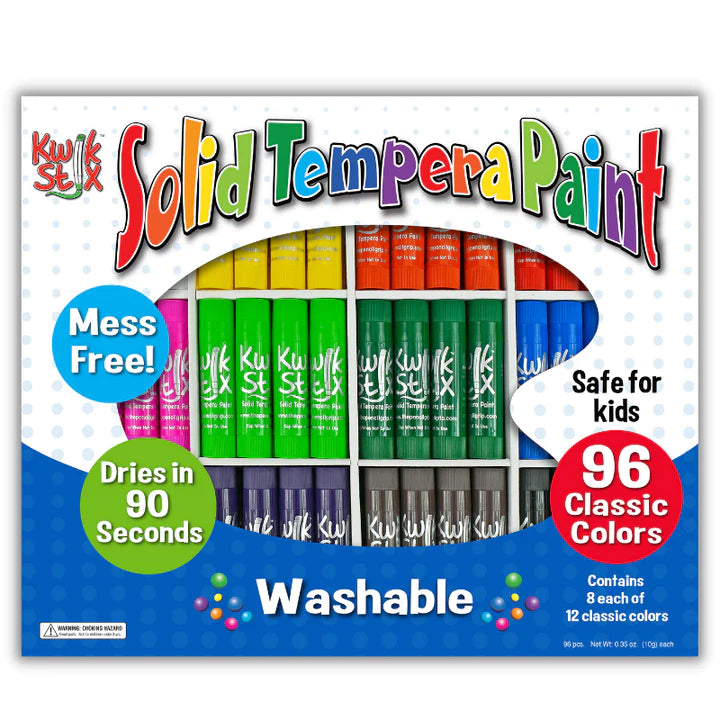 Set of 96 sticks of solid tempera paint sticks kiwk stix