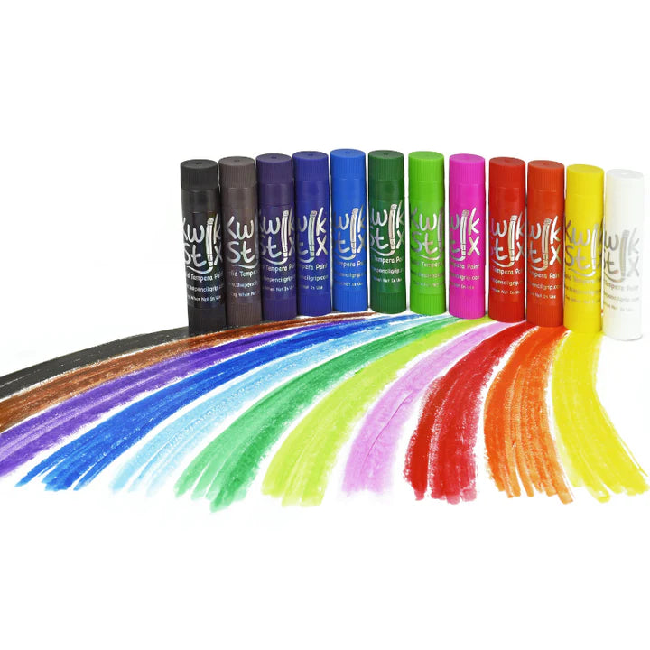 12 classic colours of solid tempera paint kwik stix