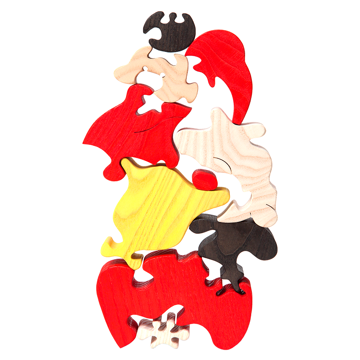 Various pieces of santa claus puzzle