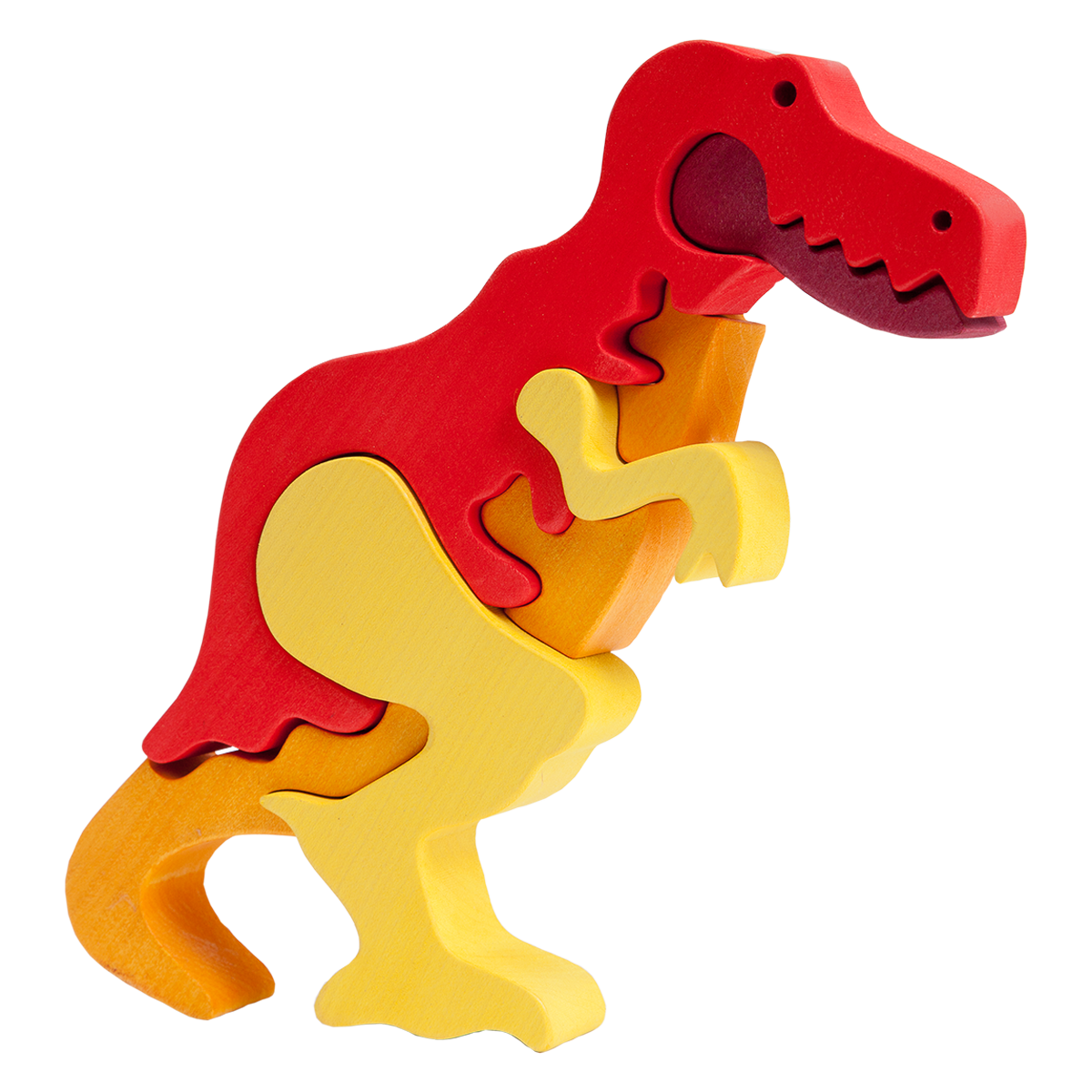 Wooden dinosaur puzzle- T-Rex in red