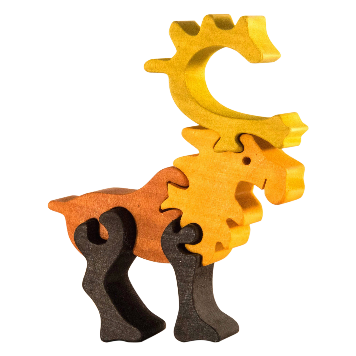 Puzzle of a brown reindeer with magnificent antlers