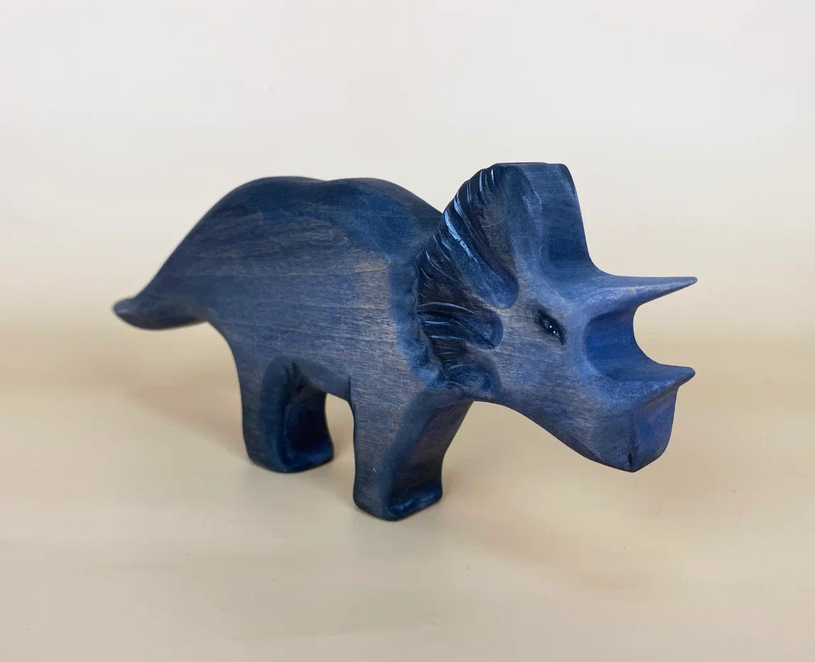 wooden grey-blue triceraptops dinosaur toy