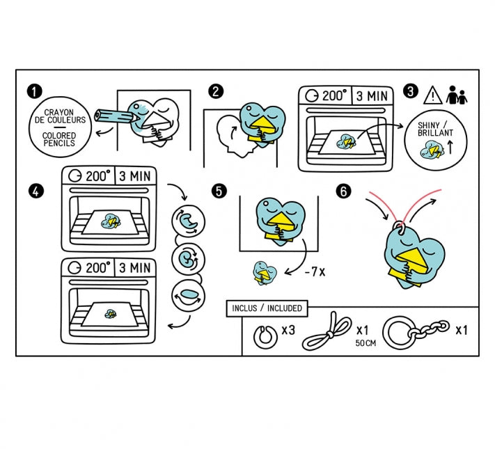 Instructions on how to colour and bake your own keychain