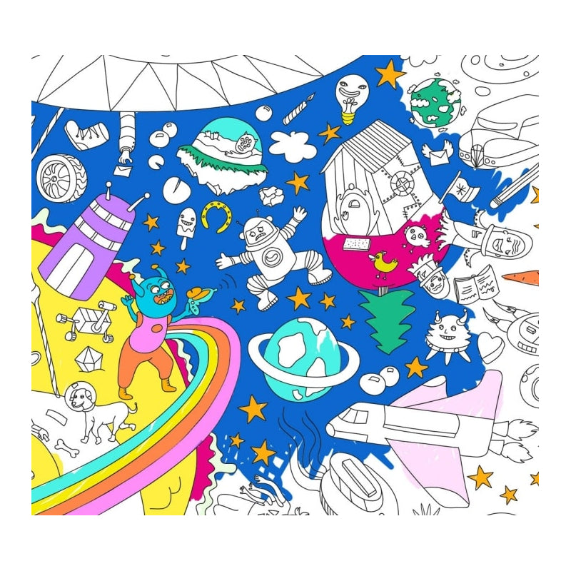 giant colouring poster space and cosmos themed- half finished.
