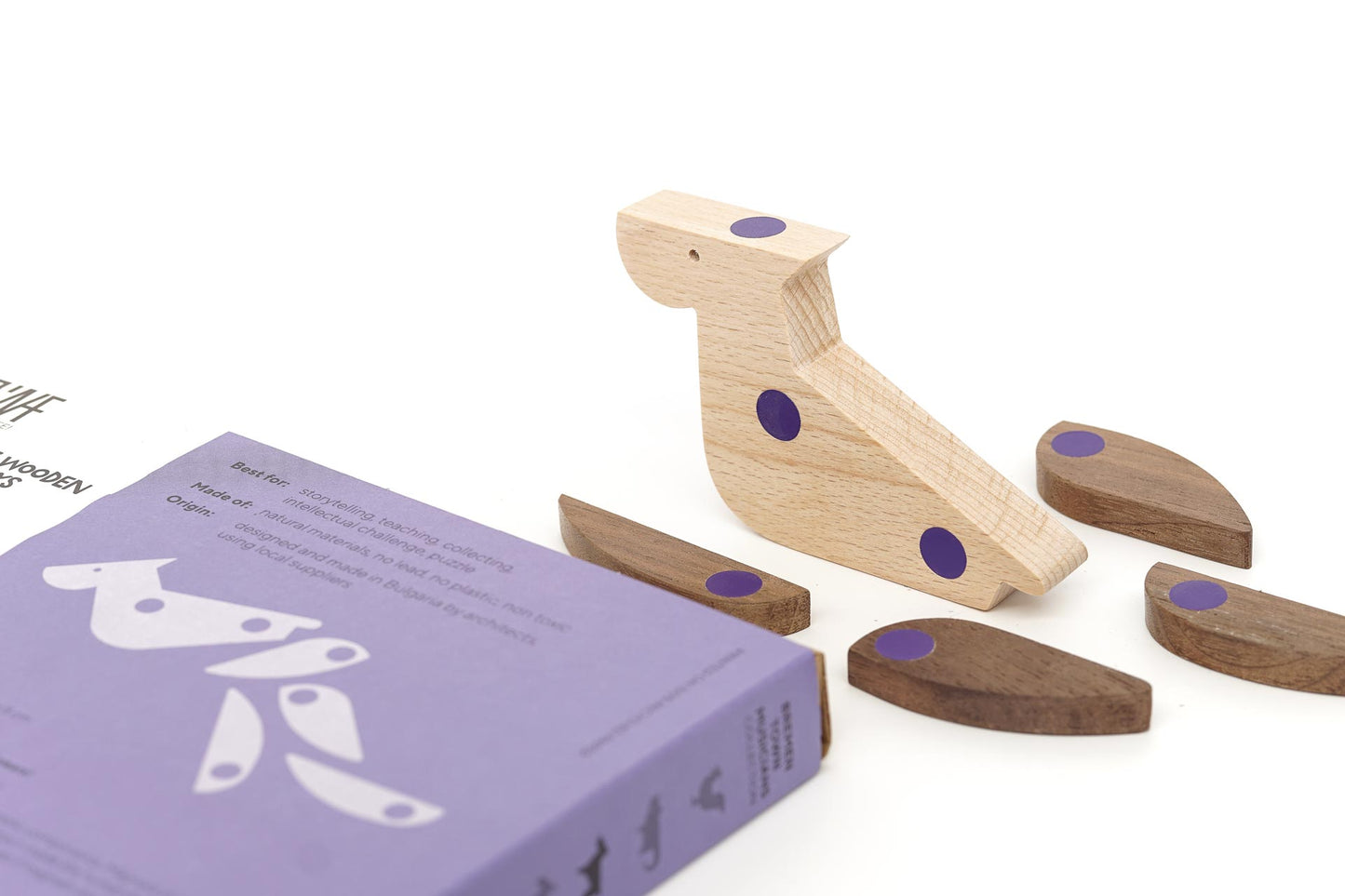 Magnetic pieces of wooden toy dog