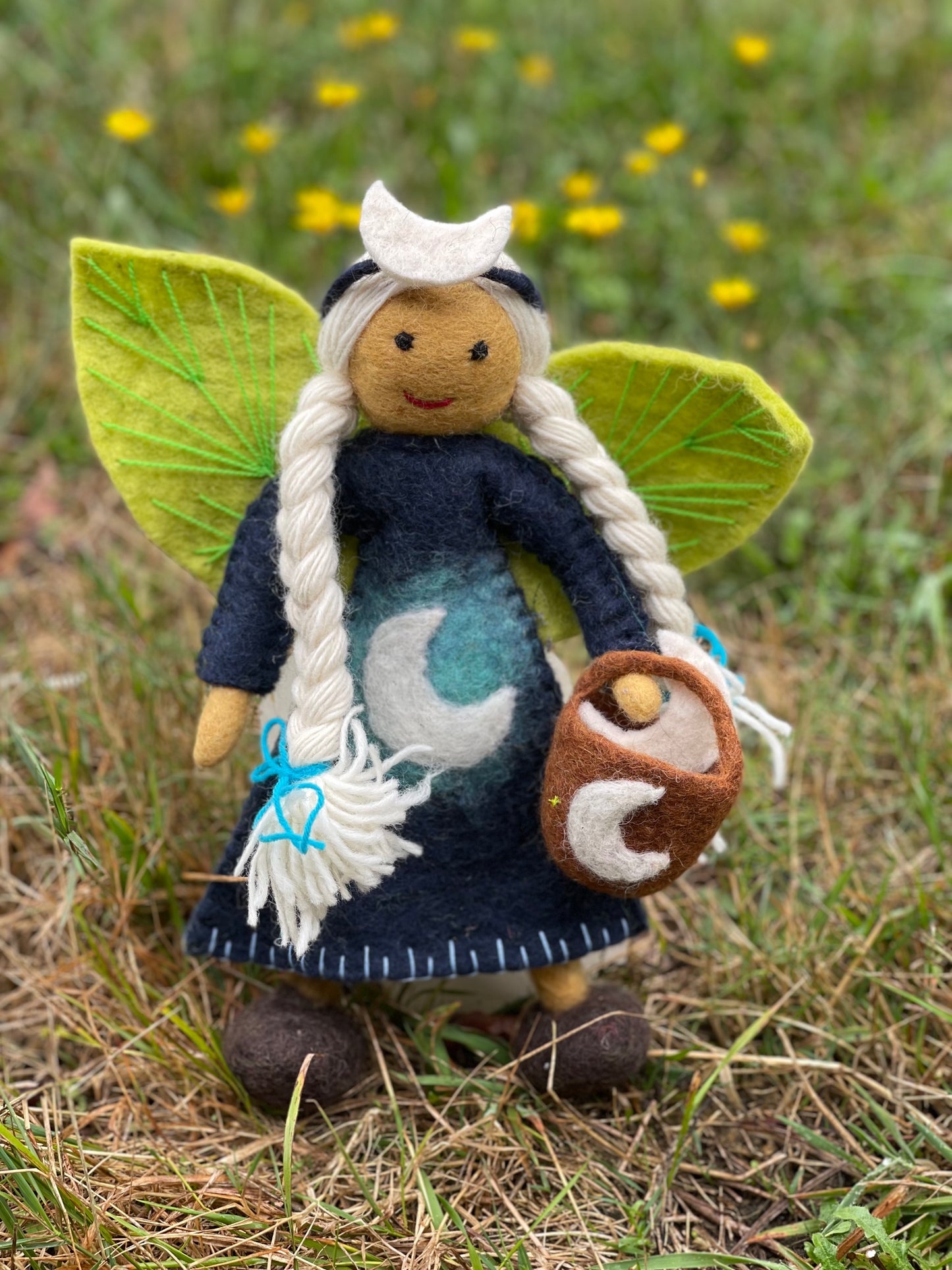 Luna moon handmade fairy felt doll for girls from Himalayan Felt Co