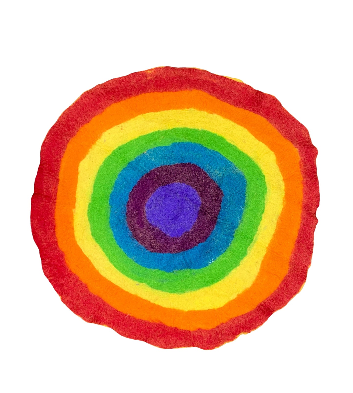 Rainbow felted play mat