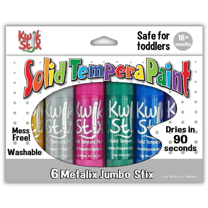 jumbo kwik stix in 6 metallic colours with packaging