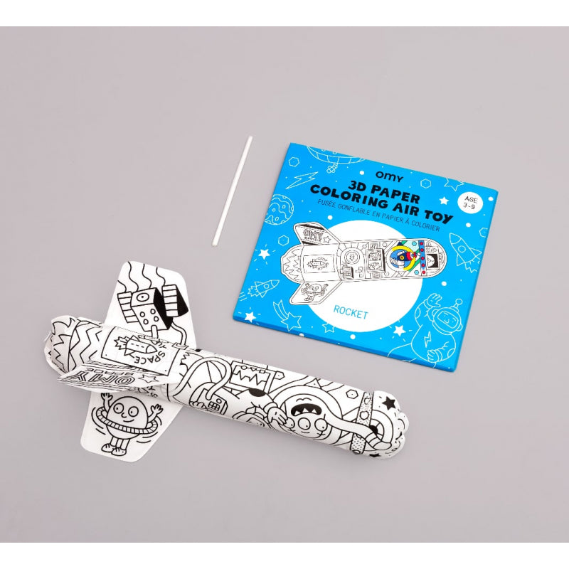 Colour and inflate your own 3D rocket with Omy's colouring air toy