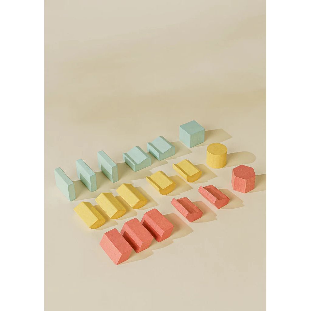 Parts of wooden shape puzzle that can be assembled