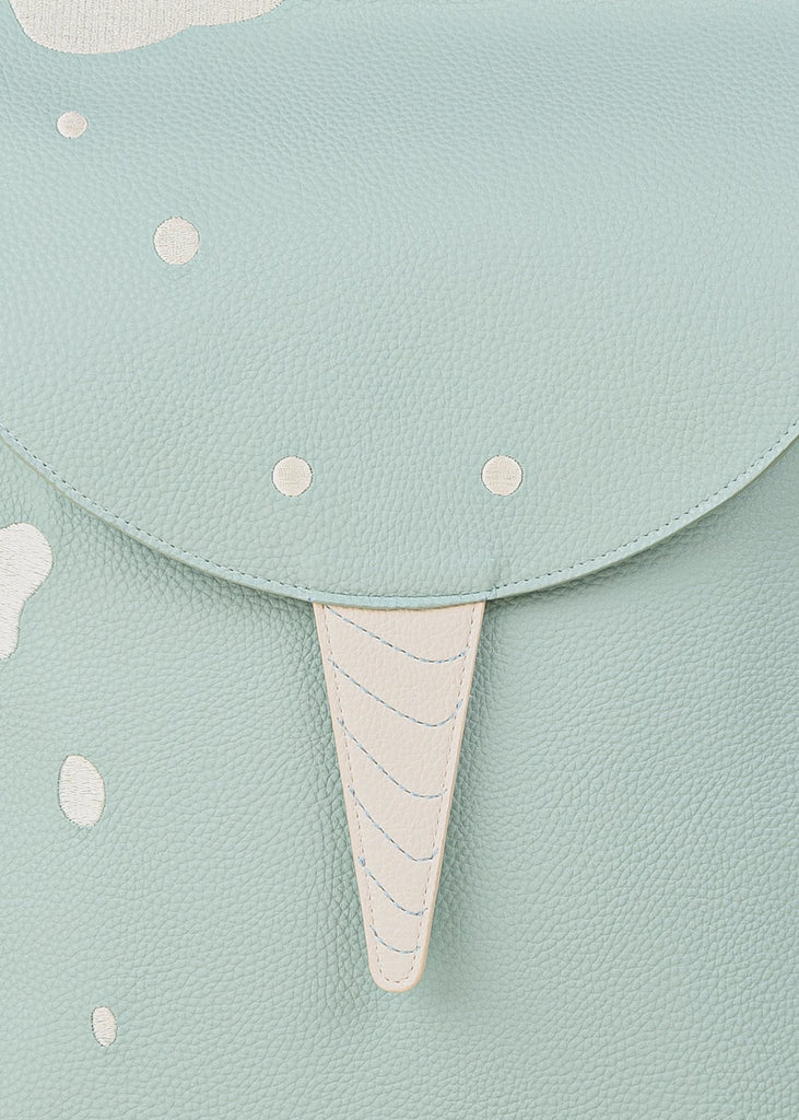 Close up of bag flap of under the sea backpack