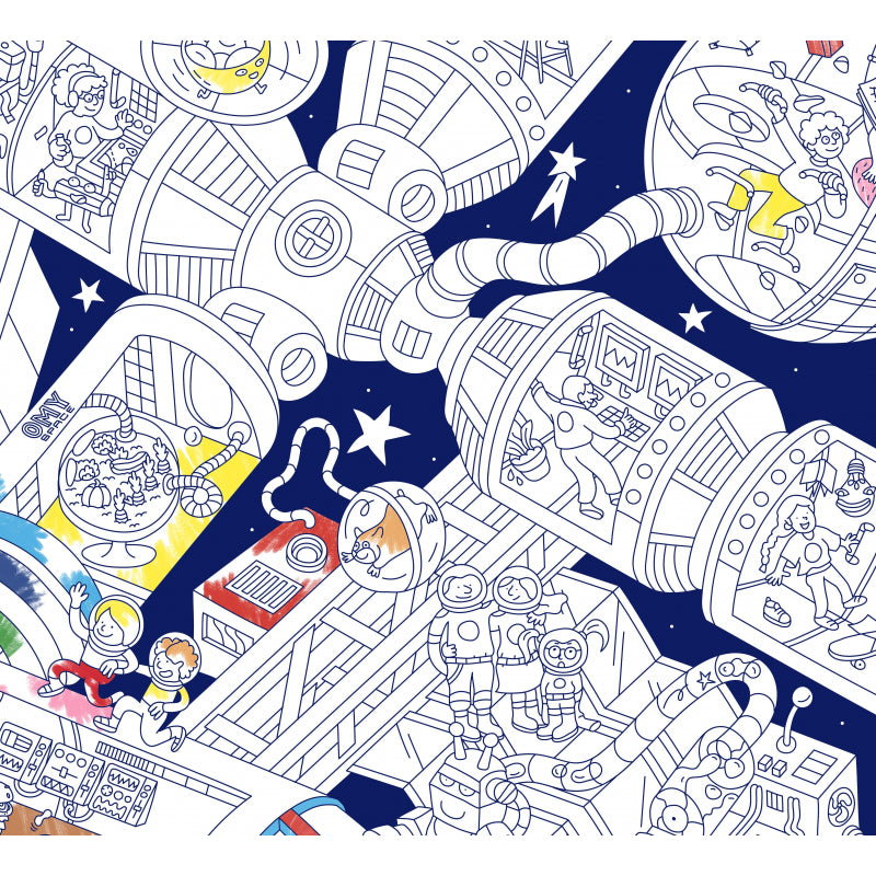 Close up of colouring space station by Omy