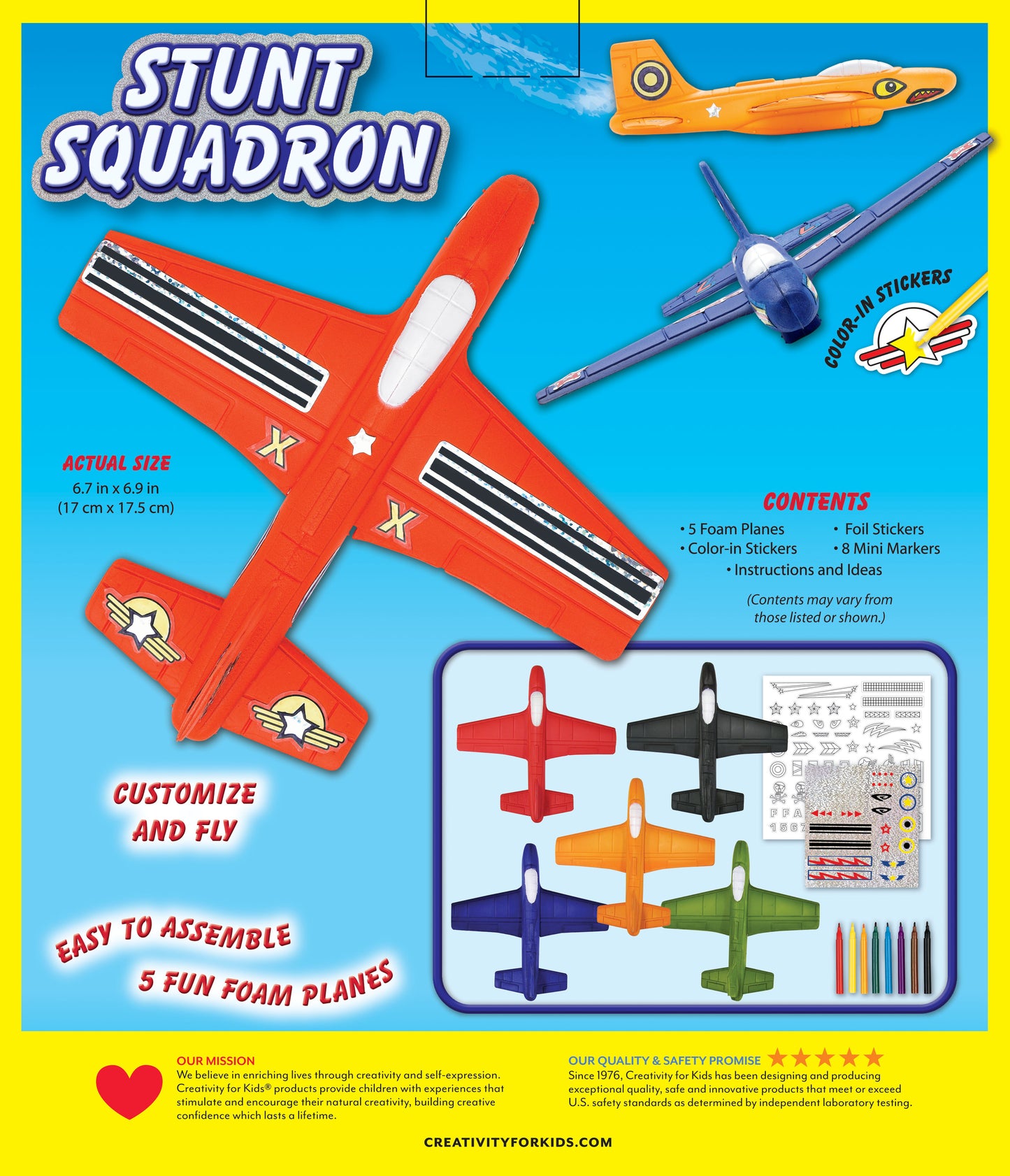 Customize and fly your own toy plane- easy to assemble 5 foam toy planes, fom Faber Castell