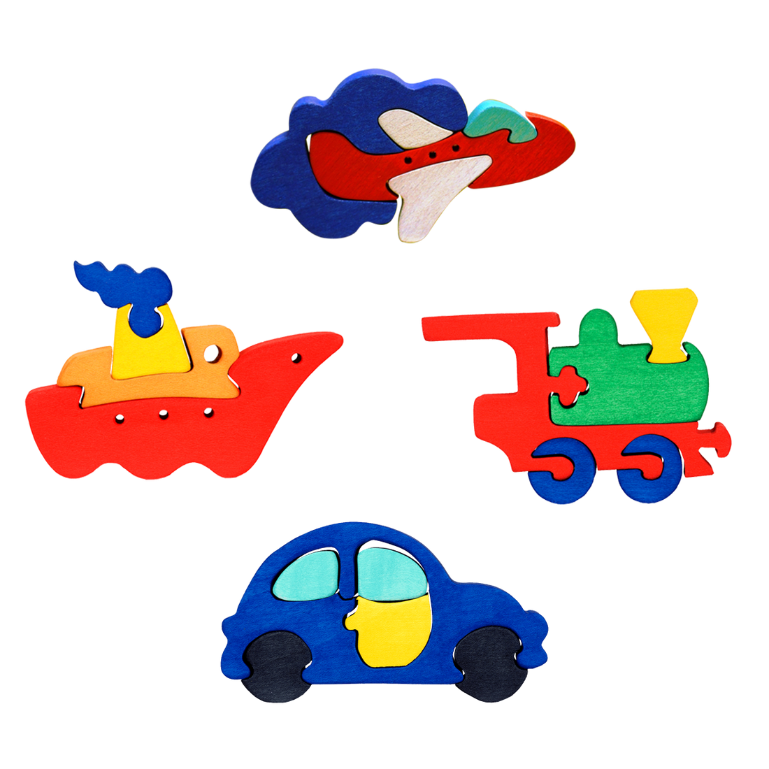 Buy Vehicle Puzzle Set of 4 with car, train, ship and aeroplane Toy