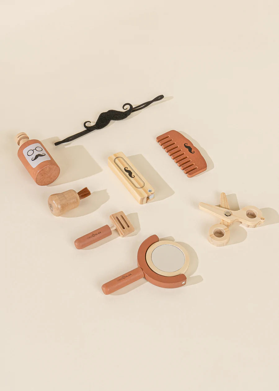 9 piece barber set for pretend play, from Cocovillage