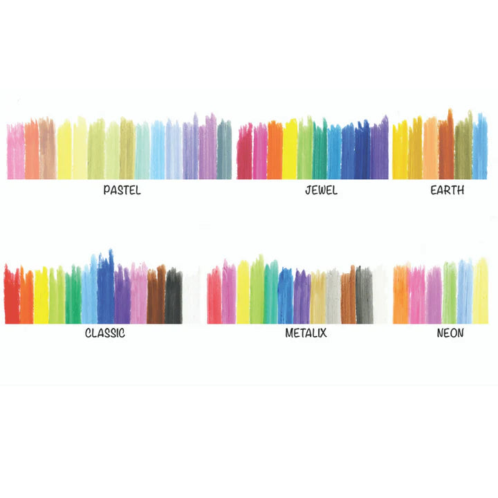 tones and hues of 60 colours solid tempera paint kwik stix