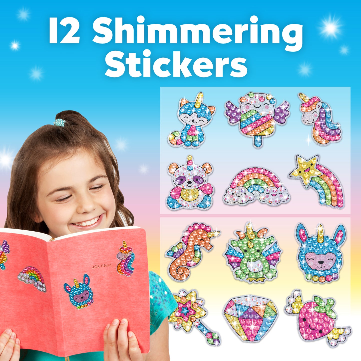 12 shimmering stickers from faber castell big gem diamond painting kit