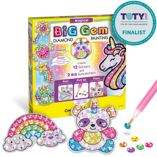 Make your own diamond stickers using this big gem diamond painting kit from Faber Castell