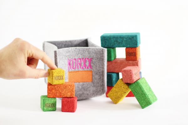 small cork toy blocks for open ended play by young toddlers