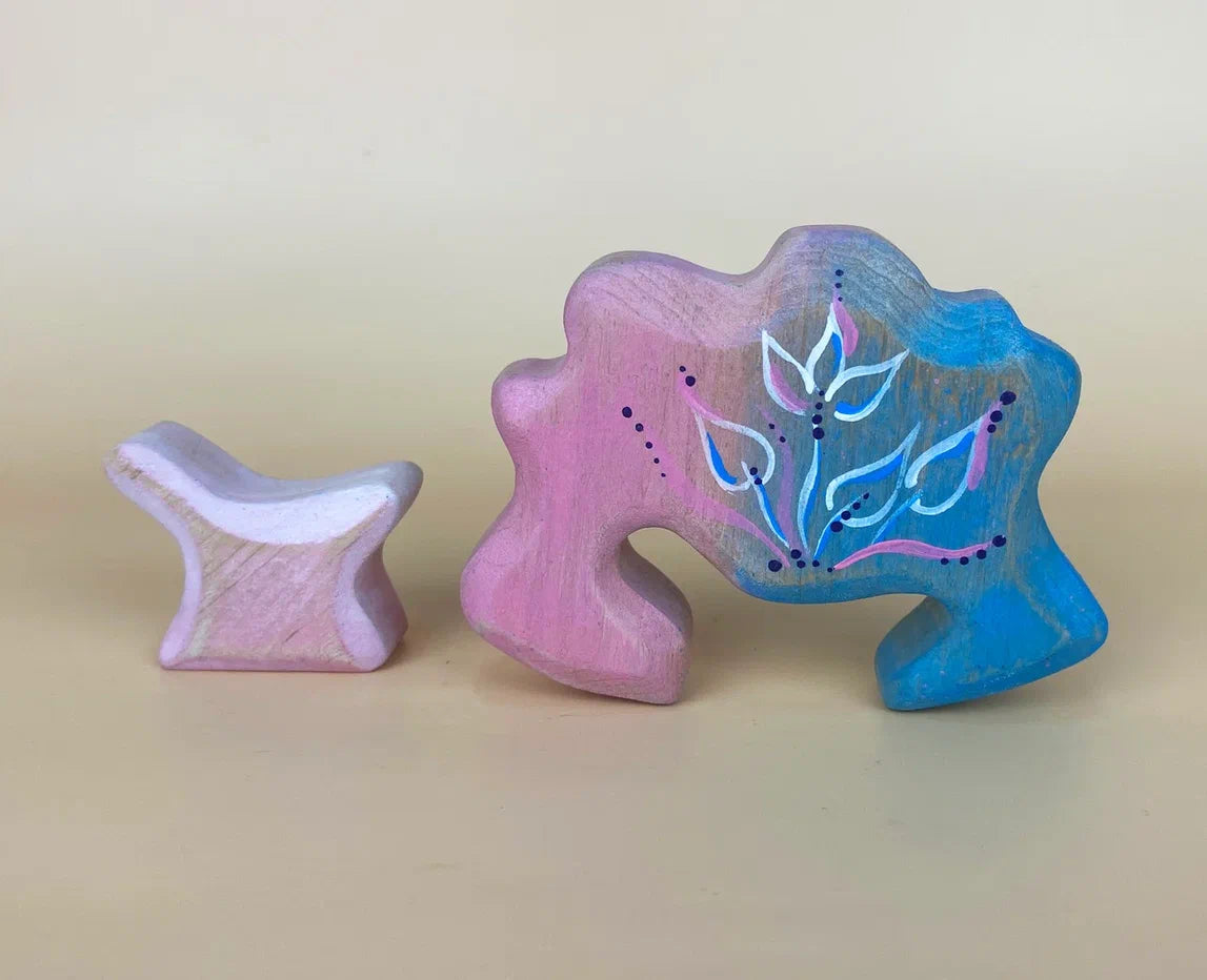 Wooden toy tree- 2 piece beautiful fairy rowanberry tree in pink and blue