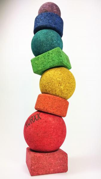Stacking tower of cork blocks from Korxx, suitable for infants and young toddlers