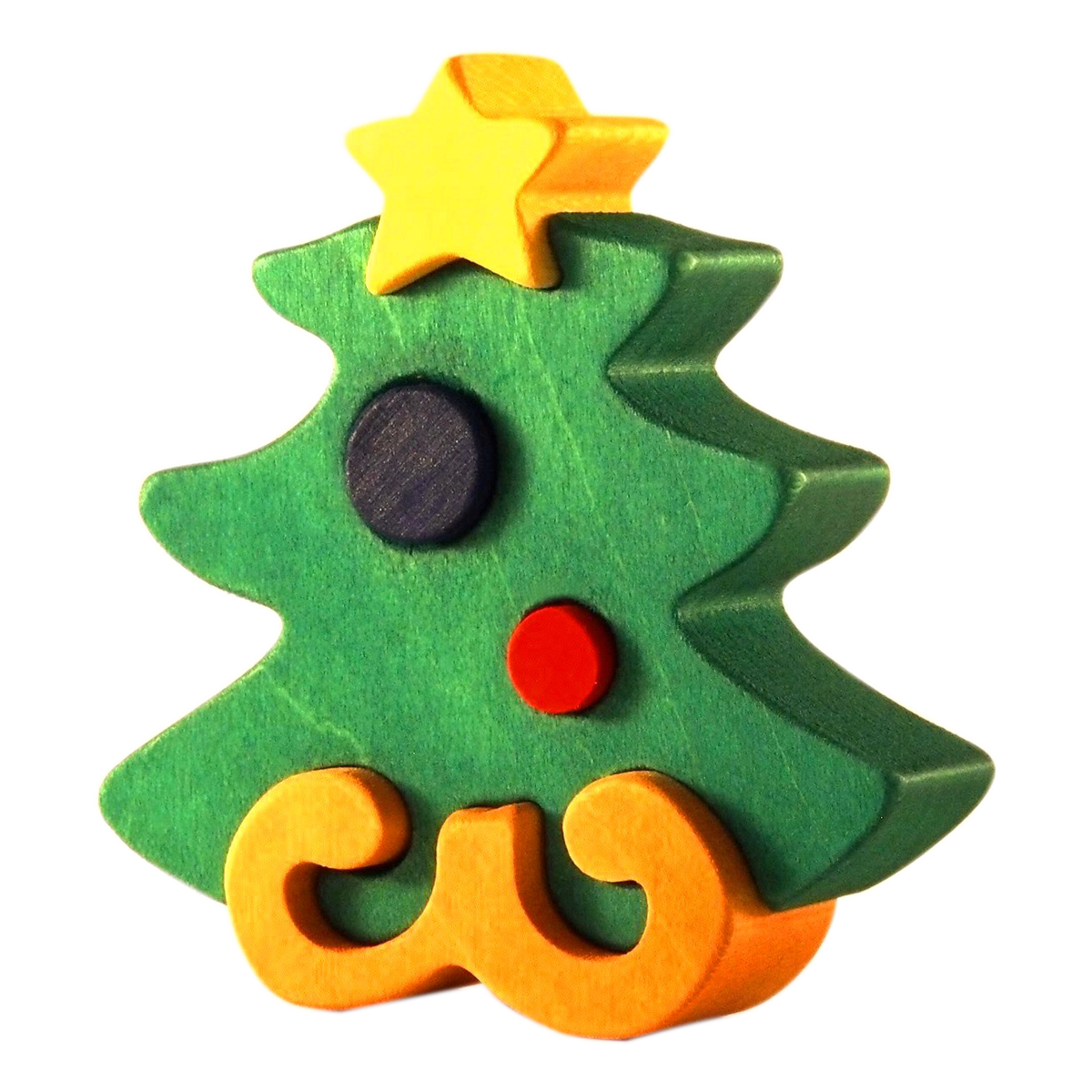 Green chrismas tree puzzle with a star at the top