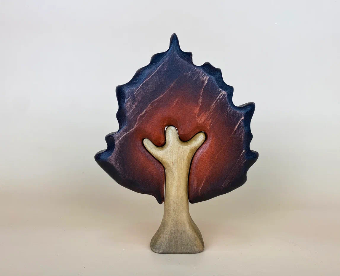 Dark brown wooden maple tree toy