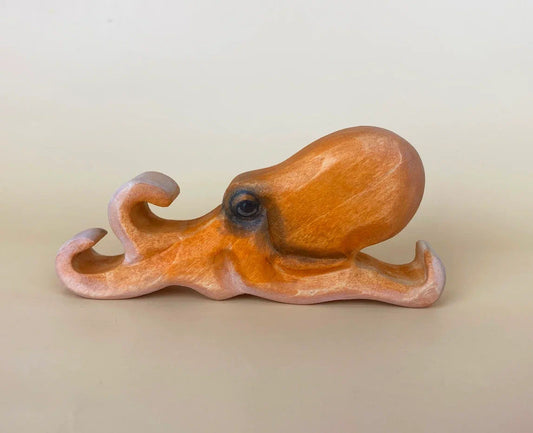 Brown-beige wooden octopus toy