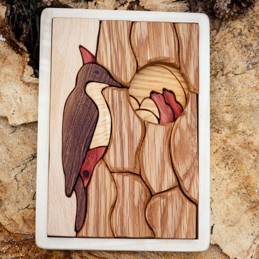 wooden toy puzzle woodpecker from Cocoletes