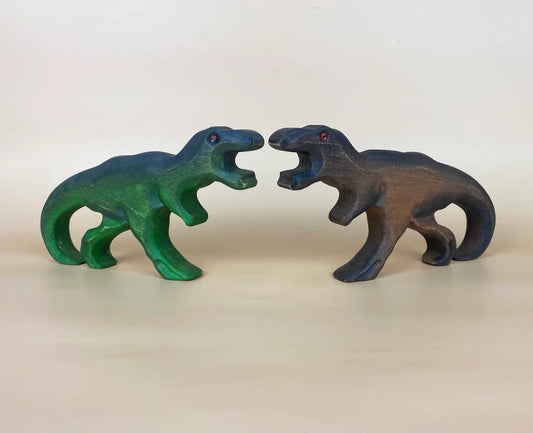 A pair of Tyrannosaurus Rex in Green and brown