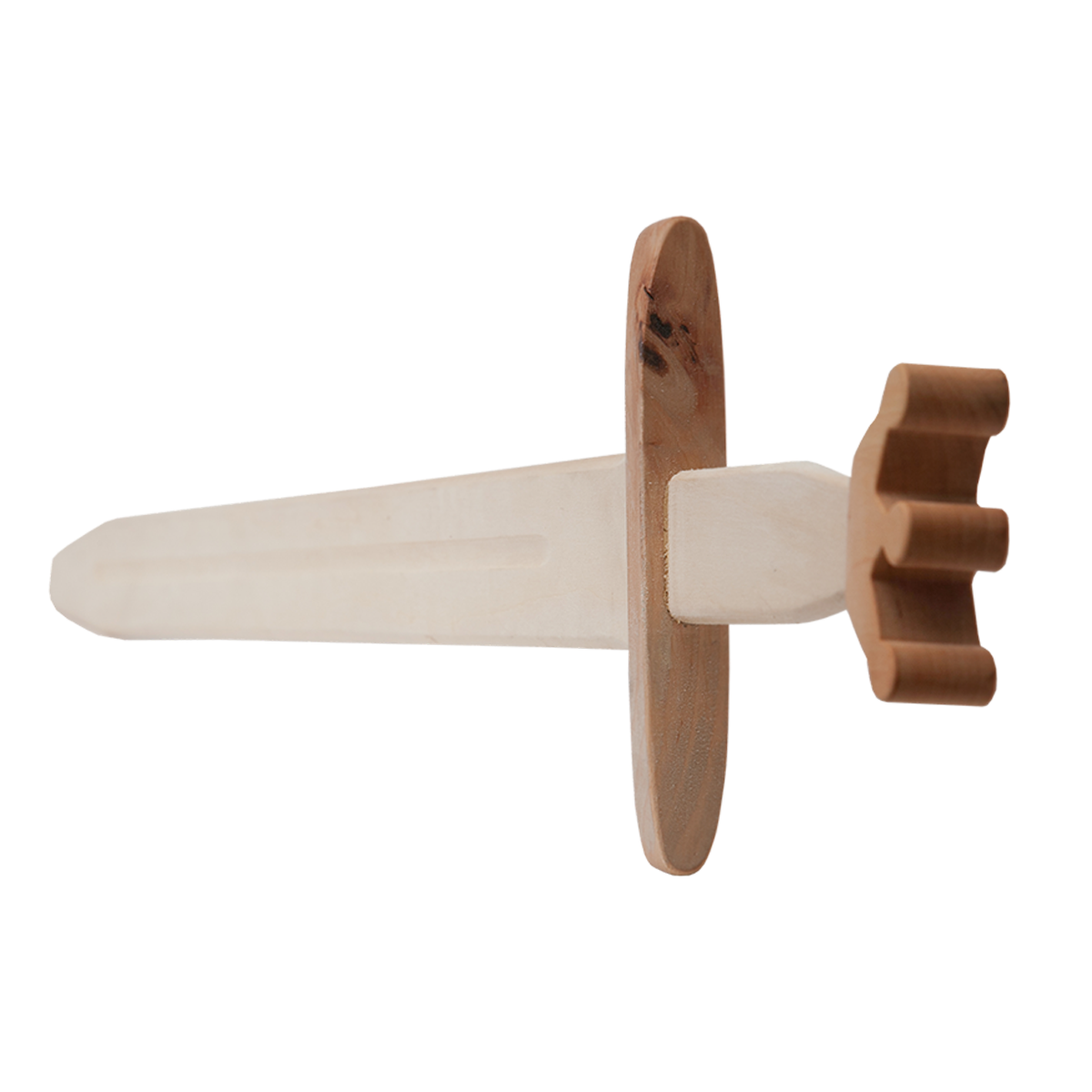 Wooden toy sword with natural colours, alternate view