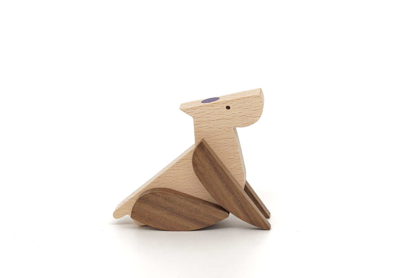 sitting magnetic wooden toy dog in natural colours
