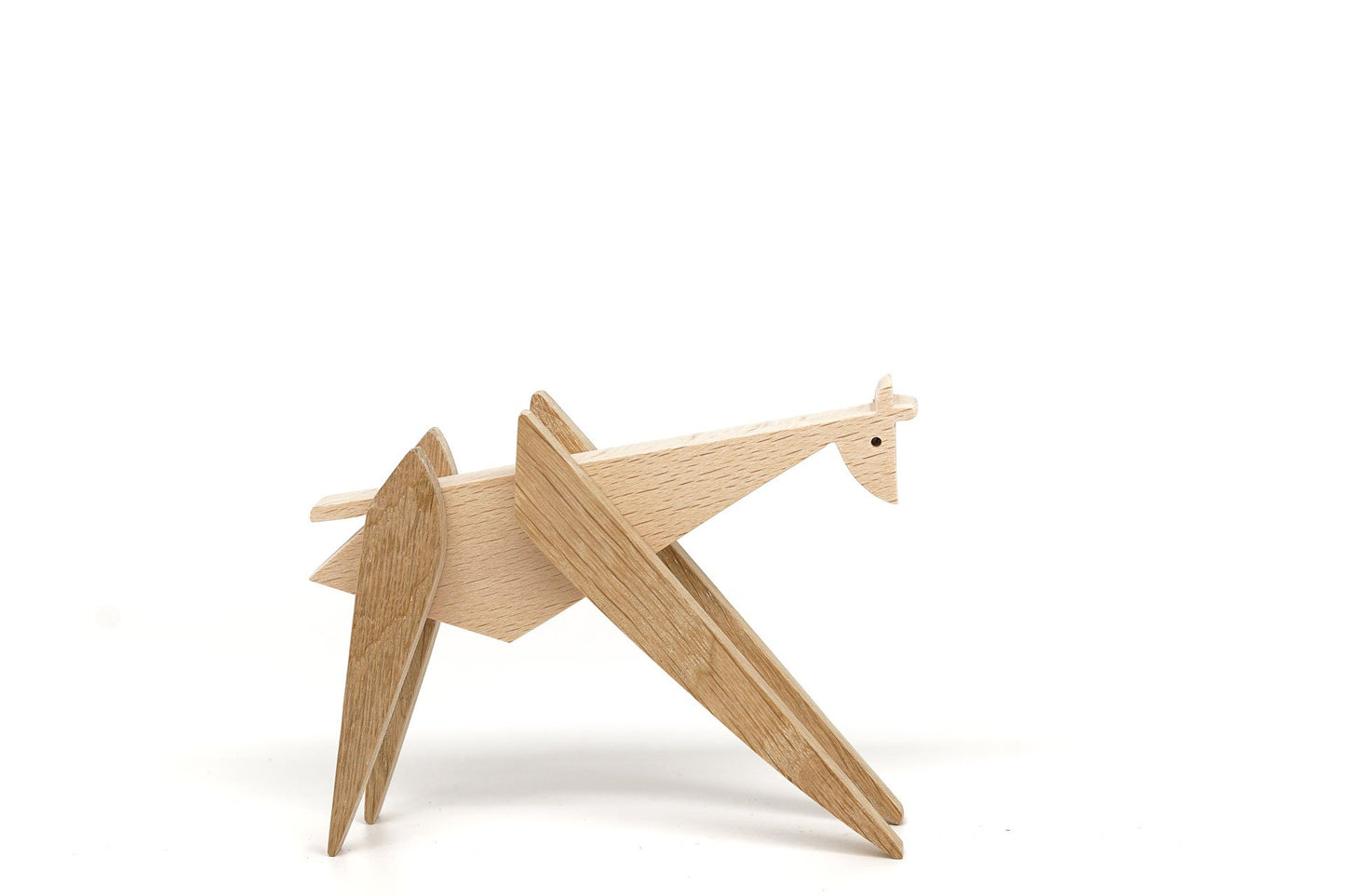 Magnetic wooden toy giraffe in prone position