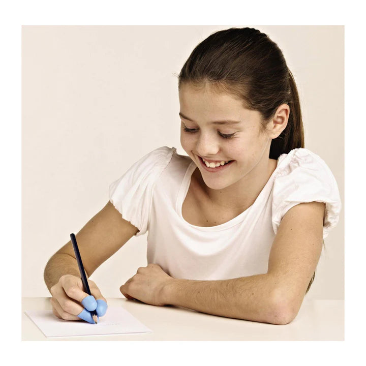 Girl using a writing claw grip fixed on a pencil