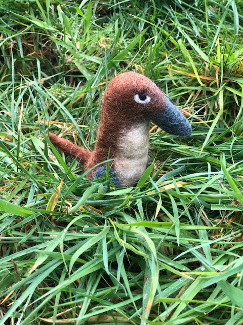 brown platypus felted finger puppet