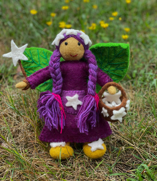 Galaxy handmade fairy doll with a magic wand from Himalayan Felt Co