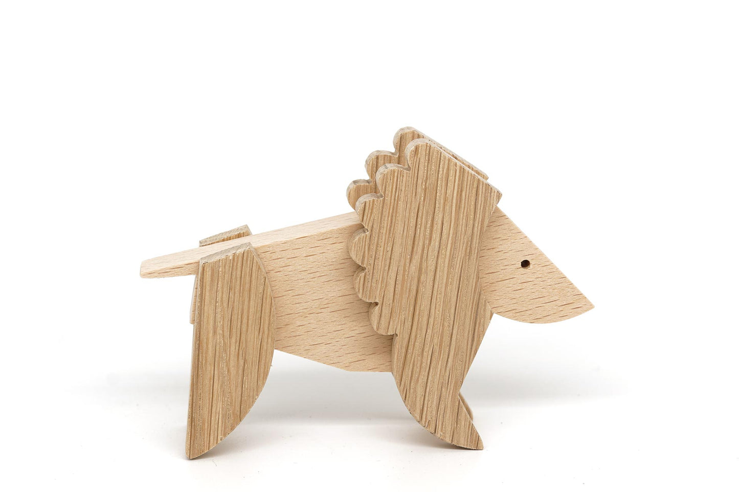 Magnetic wooden toy lion standing