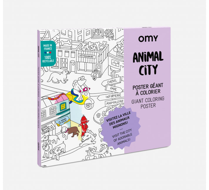 Animal city giant colouring poster by omy