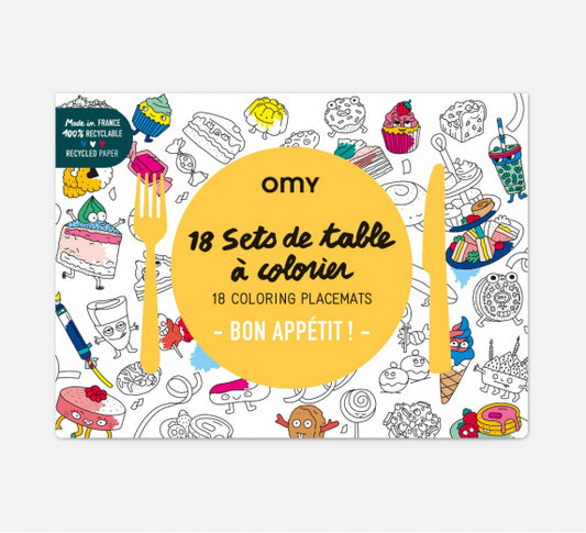 Omy colouring placemats for toddlers and children during meal times