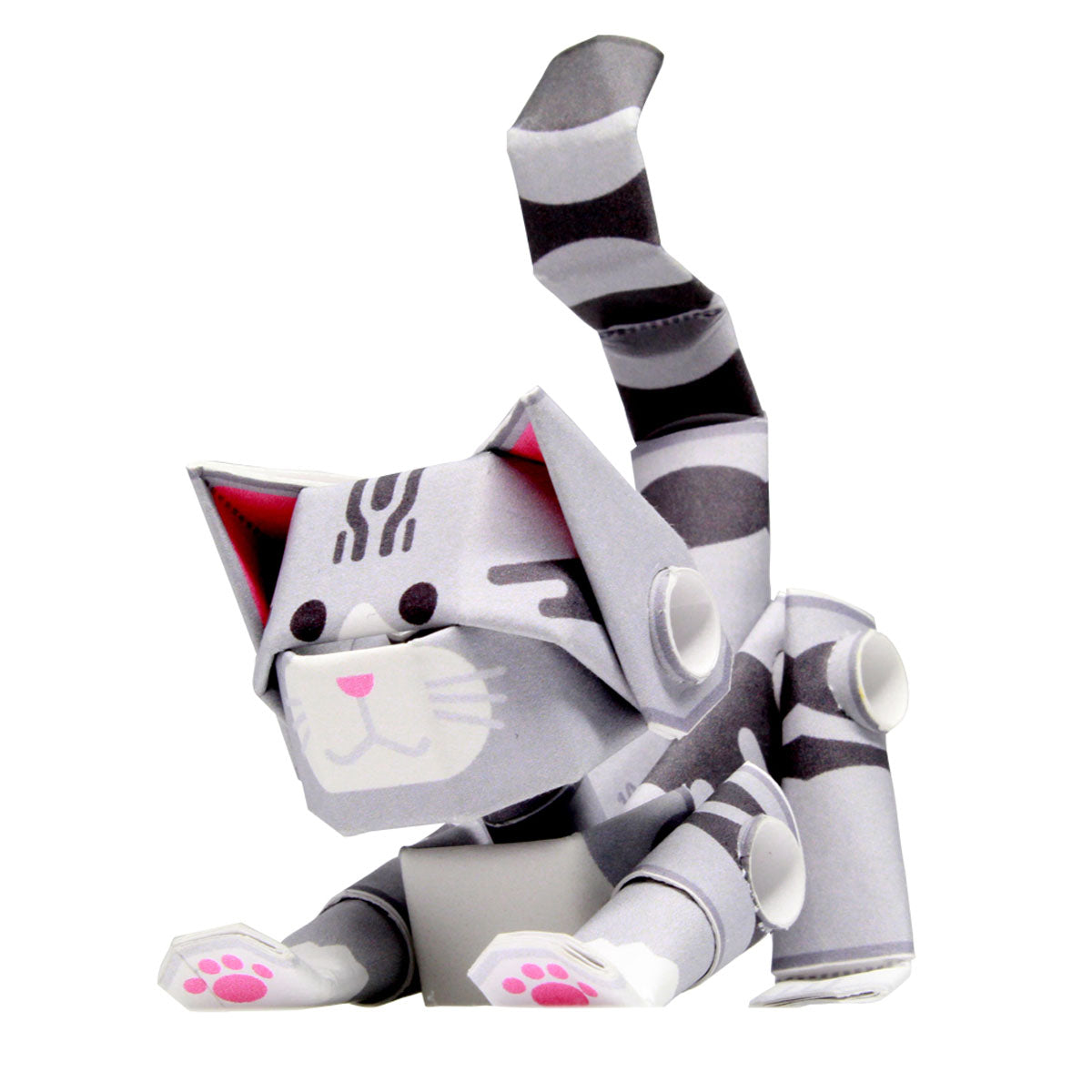 Silver tabby in prone from Make your own cat kit from Piperoid