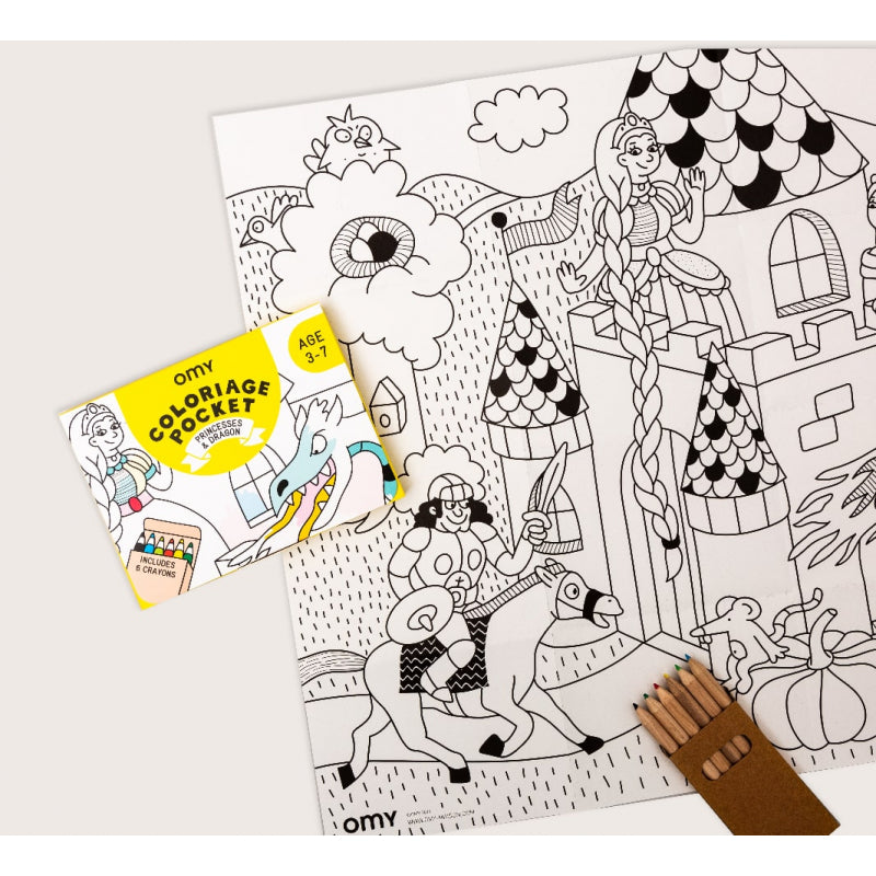 Omy princess and dragon colouring kit by Omy- contents include poster and pencils