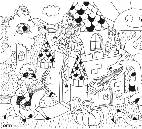 Princess and dragon colouring kit by Omy