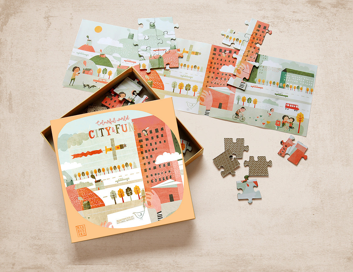 City puzzle in 52 pieces with box