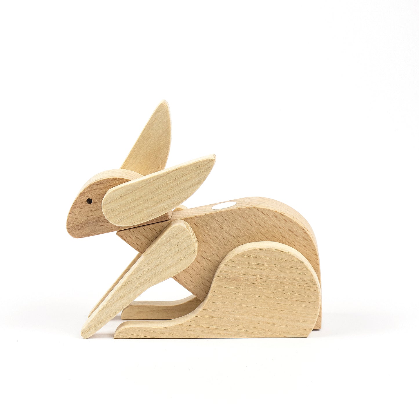 magnetic wooden toy rabbit crouching