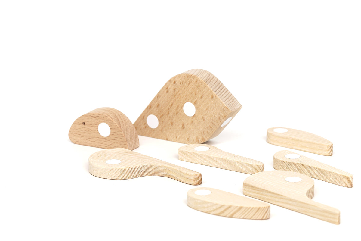 pieces of magnets in magnetic wooden toy rabbit