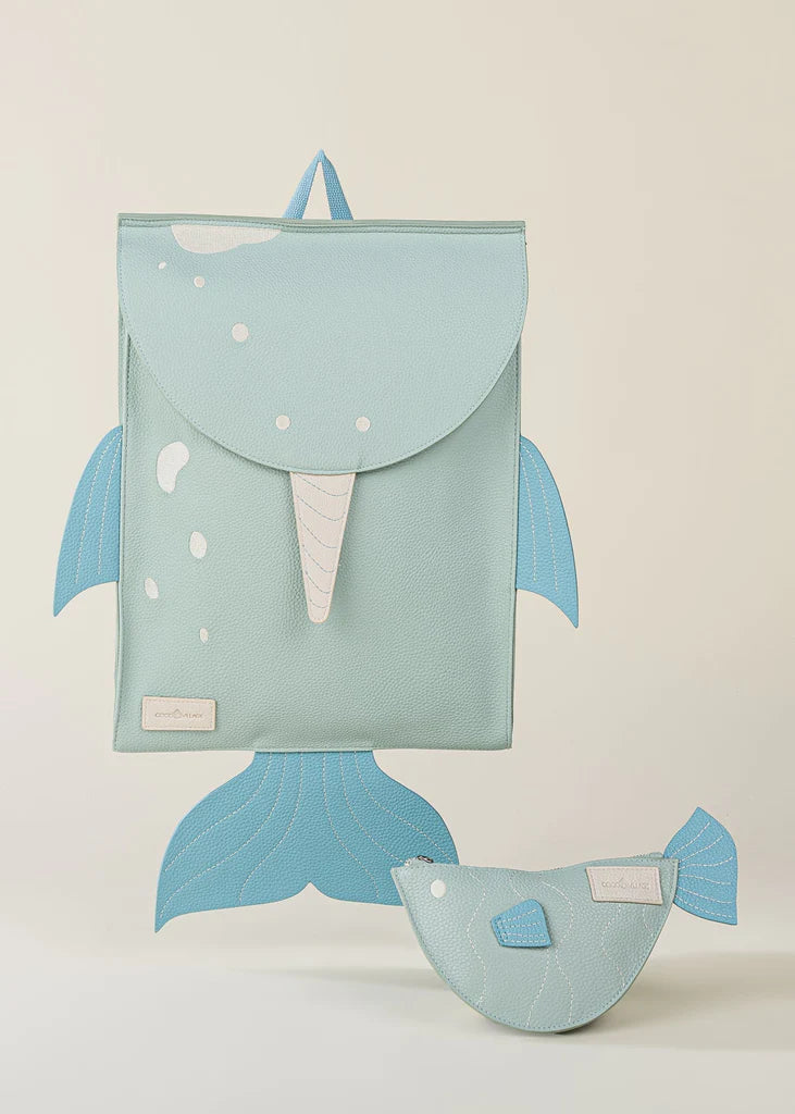 Blue and turquoise children backpack- under the sea theme with pouch