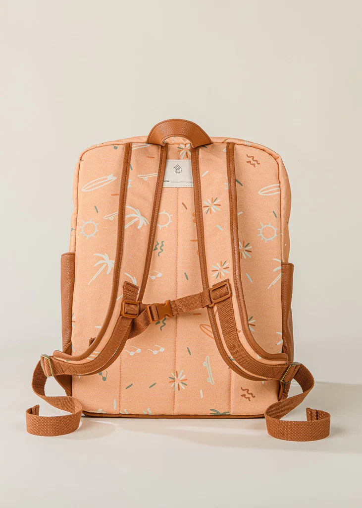 back view of brown and beige back pack from Cocovillage- venice design