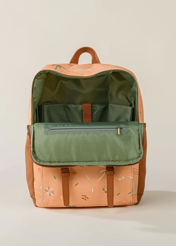 Green interior of Venice collection of Cocovillage children backpack, 100% waterproof