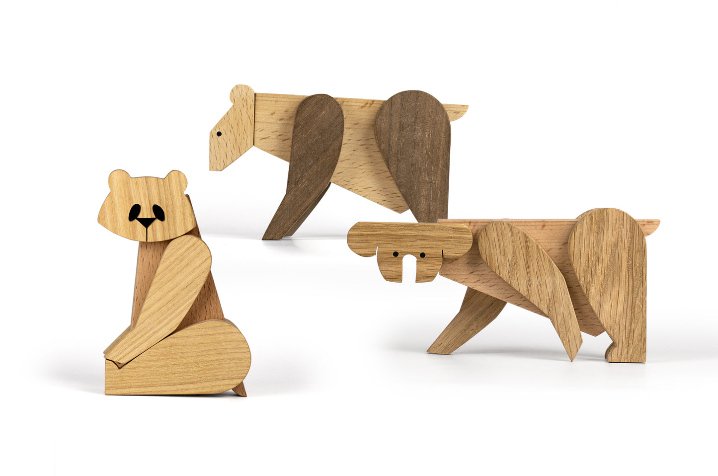 Wooden magnetic toy panda, koala and bear